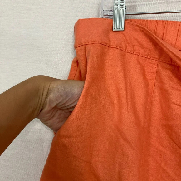 New New York & Company Orange Linen Blend Cargo Tie Front Pull-on Pants XL - Picture 6 of 11
